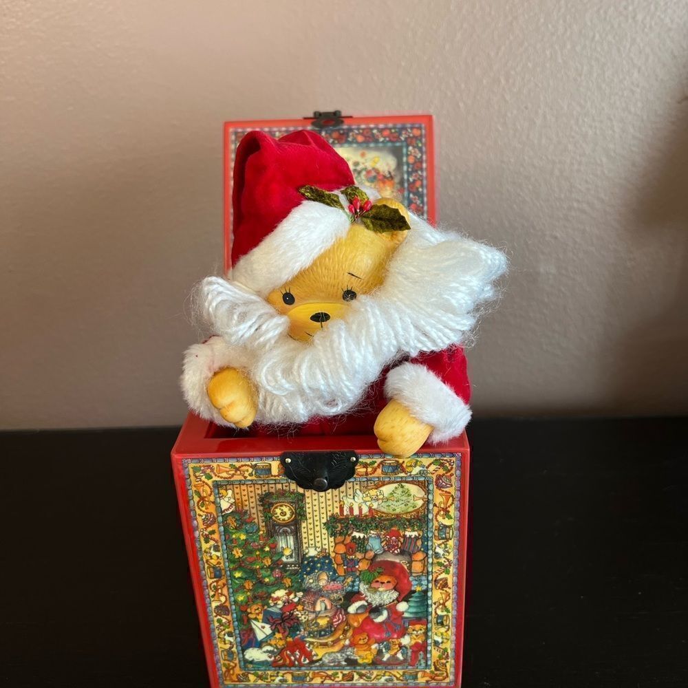 Lucy Rigg Enesco vintage Christmas teddy bear music box